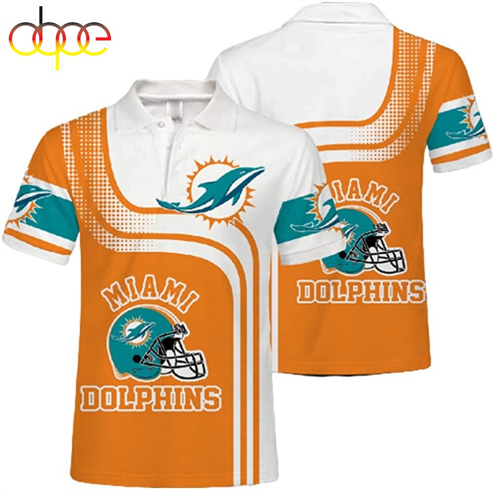 NFL Miami Dolphins Orange White Polo Shirt