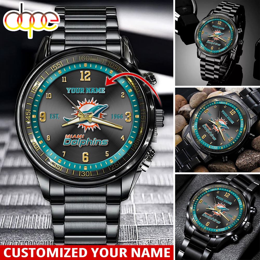 NFL Miami Dolphins Sport Watch For This Season Custom Watch For Football Lovers