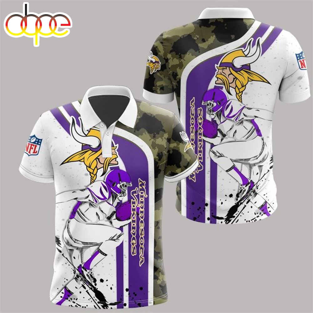 NFL Minnesota Vikings White Purple Camo Polo Shirt