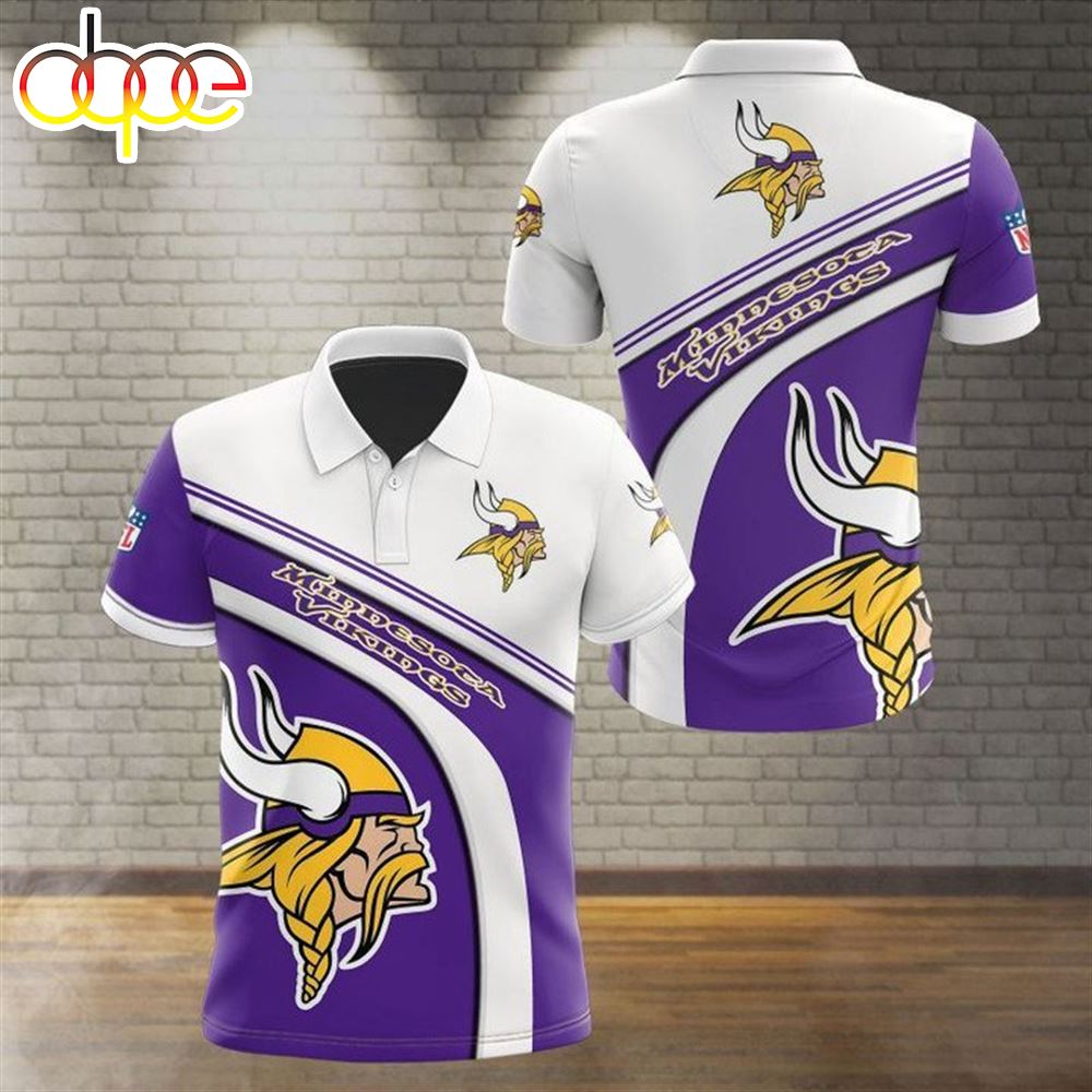 NFL Minnesota Vikings White Purple Polo Shirt V3