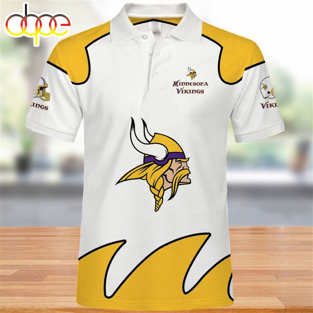 NFL Minnesota Vikings White Yellow Polo Shirt V2