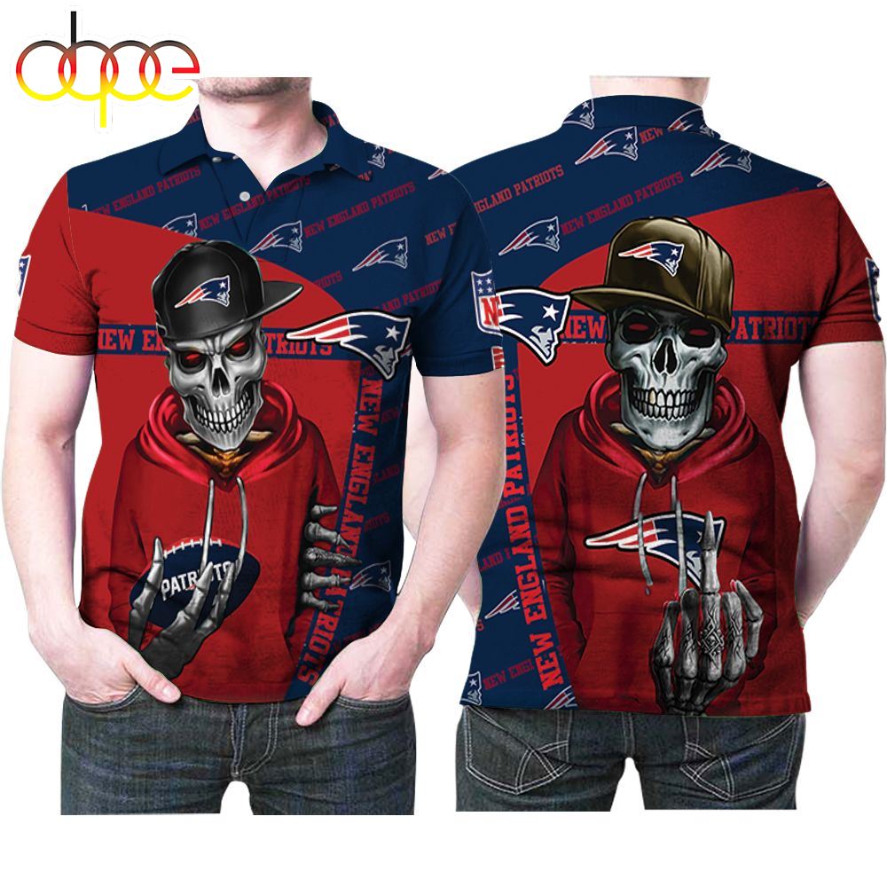 NFL New England Patriots Logo Hip Hop Skeleton Polo Shirt