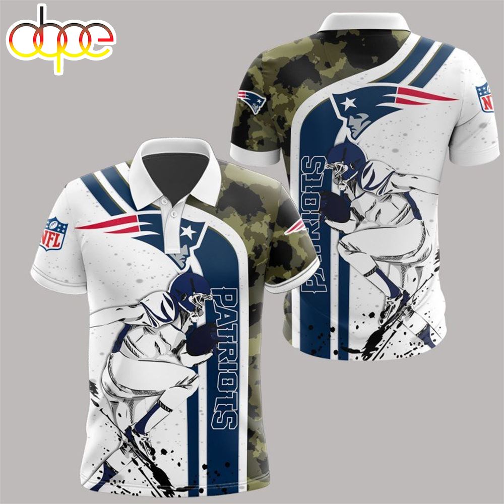 NFL New England Patriots White Camo Polo Shirt