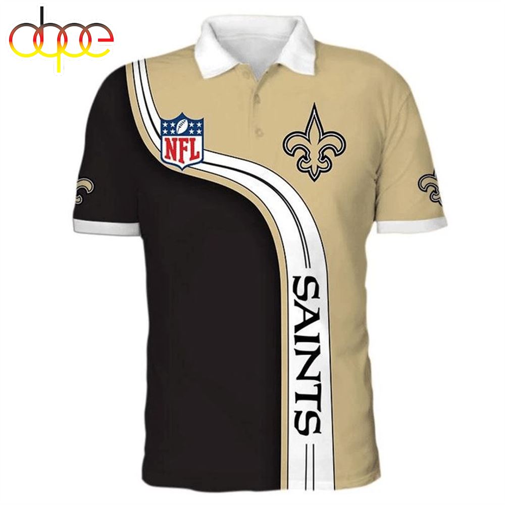 NFL New Orleans Saints Golden Black Fashion Polo Shirt