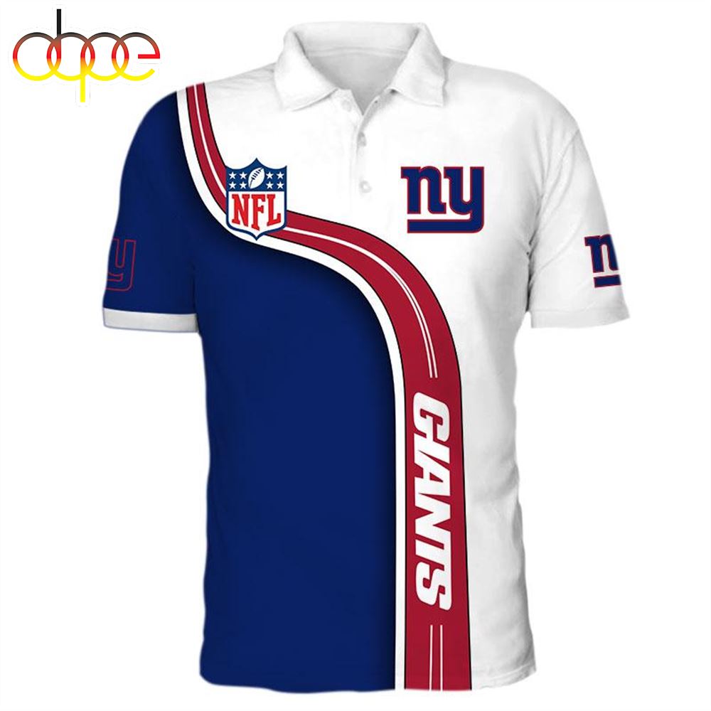 NFL New York Giants White Navy Blue Polo Shirt V2
