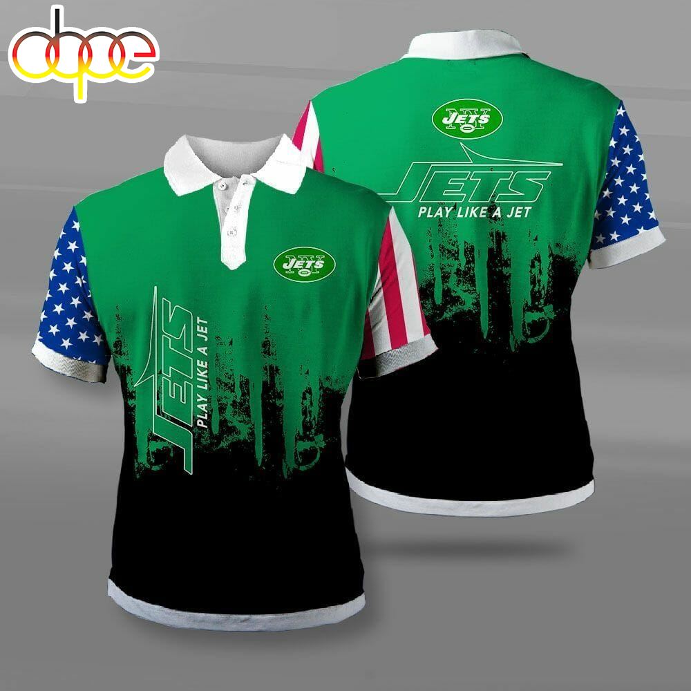 NFL New York Jets Green Black Polo Shirt V3