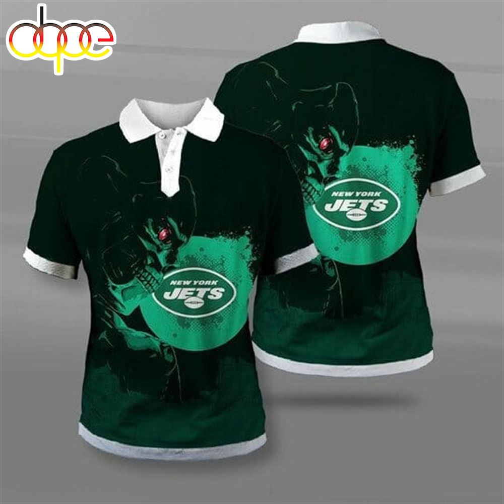 NFL New York Jets Green Skull Polo Shirt