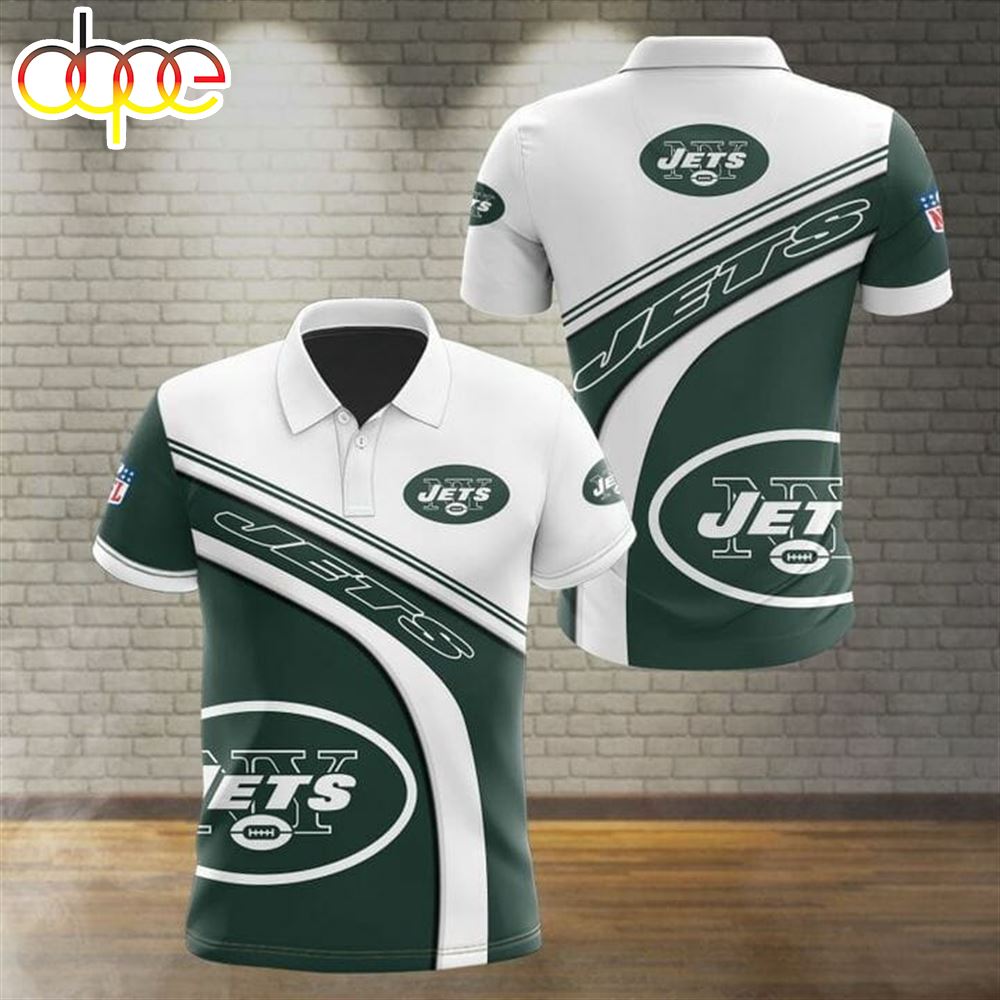 NFL New York Jets Green White Polo Shirt V2