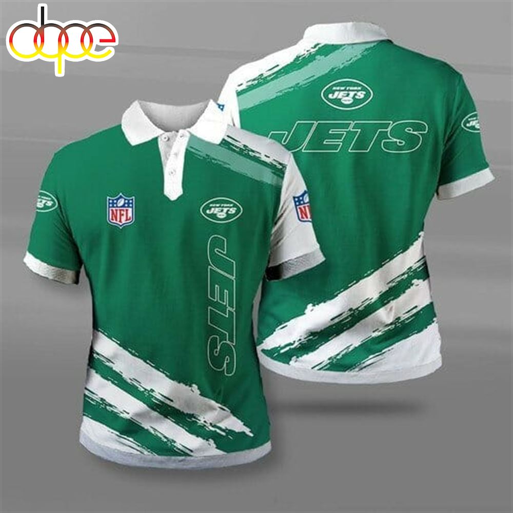 NFL New York Jets Green White Polo Shirt V3