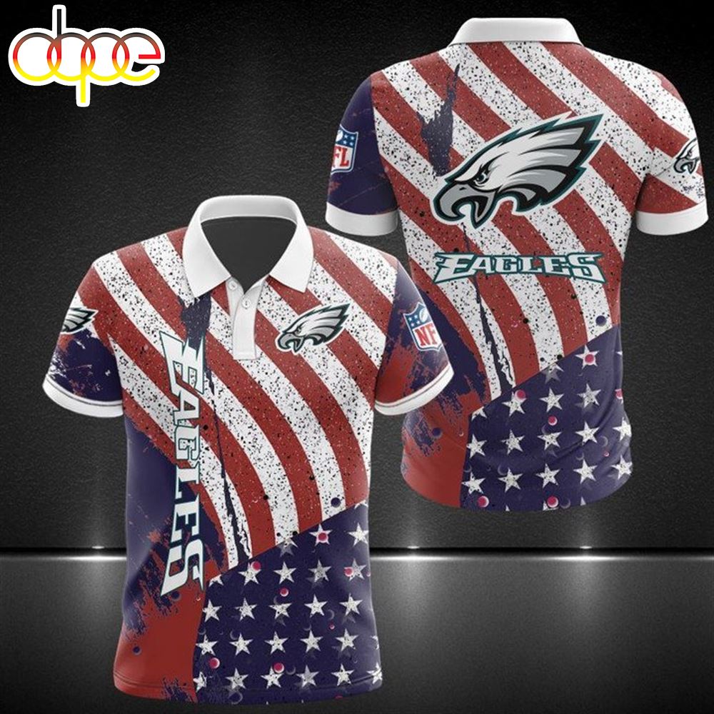 NFL Philadelphia Eagles American Flag Polo Shirt