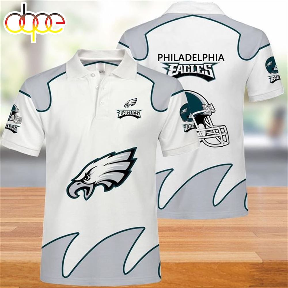 NFL Philadelphia Eagles White Grey Polo Shirt