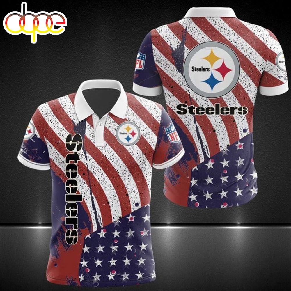 NFL Pittsburgh Steelers American Flag Polo Shirt