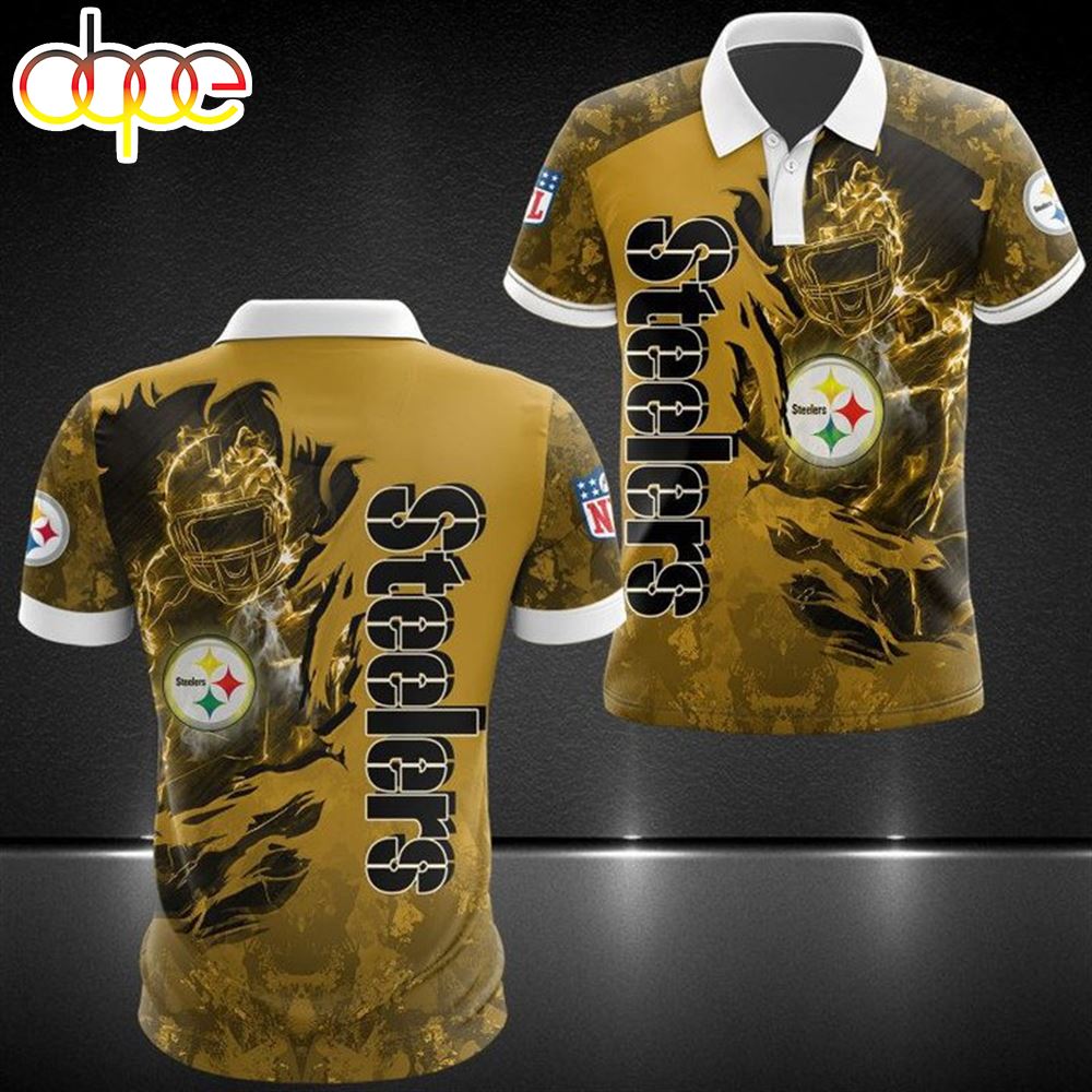 NFL Pittsburgh Steelers Dark Golden Camo Polo Shirt
