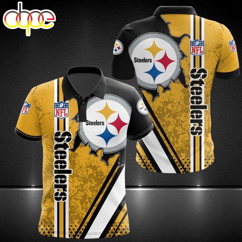 NFL Pittsburgh Steelers Golden Black Logo Special Style Polo Shirt
