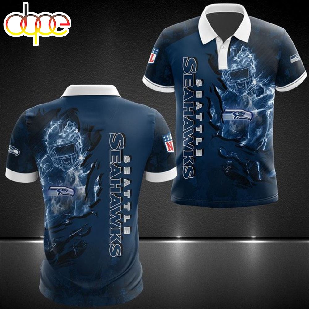 NFL Seattle Seahawks Navy Black Polo Shirt