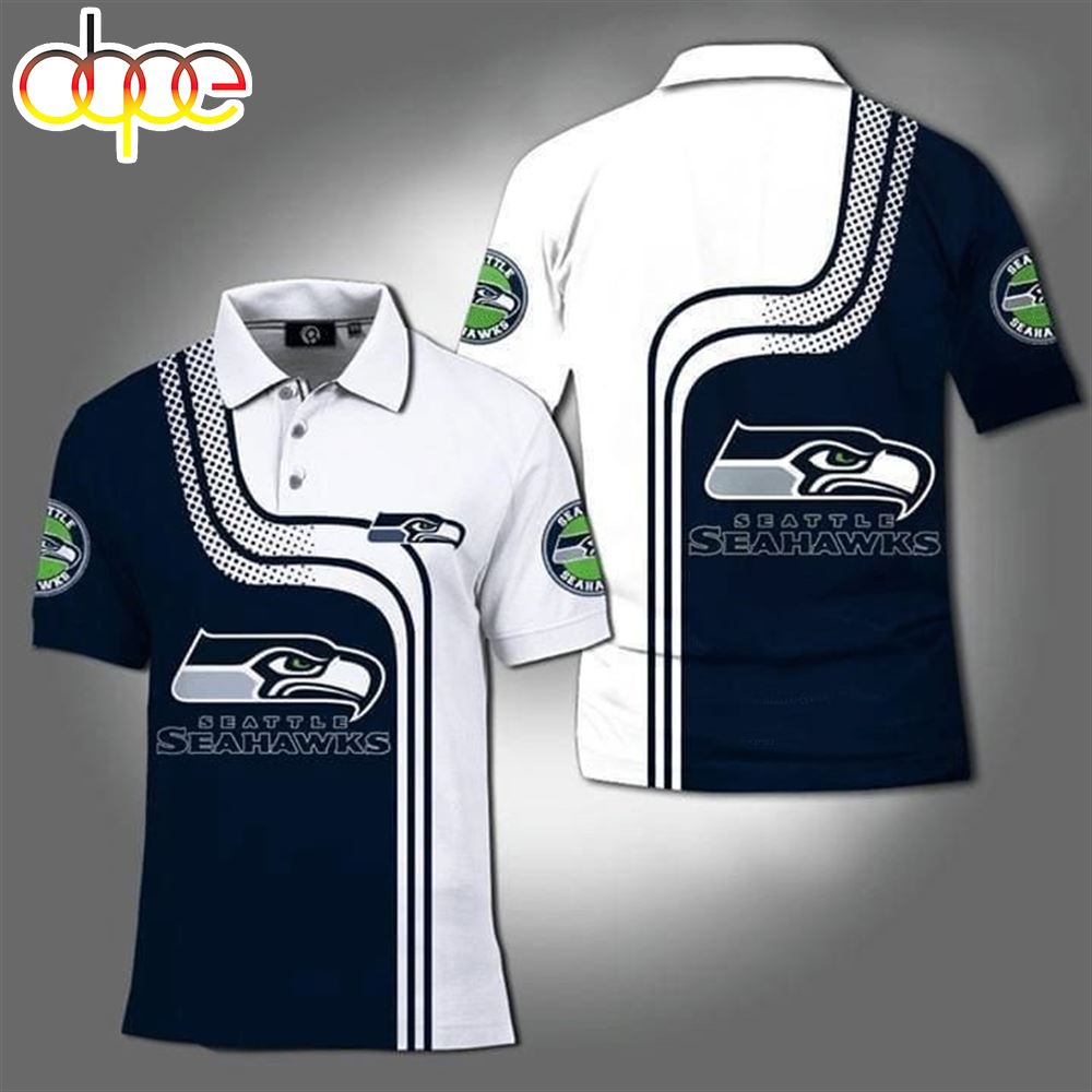 NFL Seattle Seahawks Navy White Polo Shirt V5