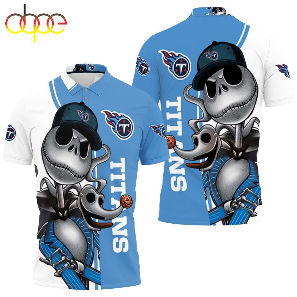 NFL Tennessee Titans Jack Skellington And Zero Polo Shirt
