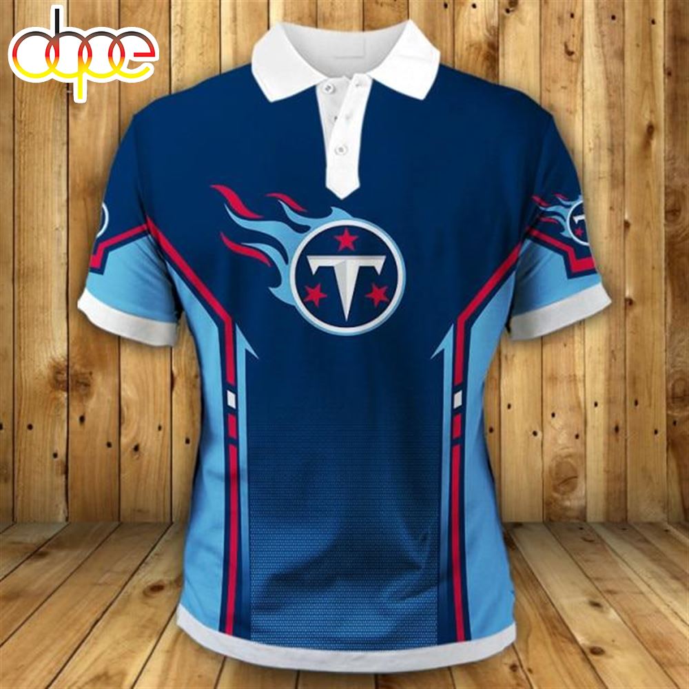NFL Tennessee Titans Navy Blue Red Polo Shirt V3
