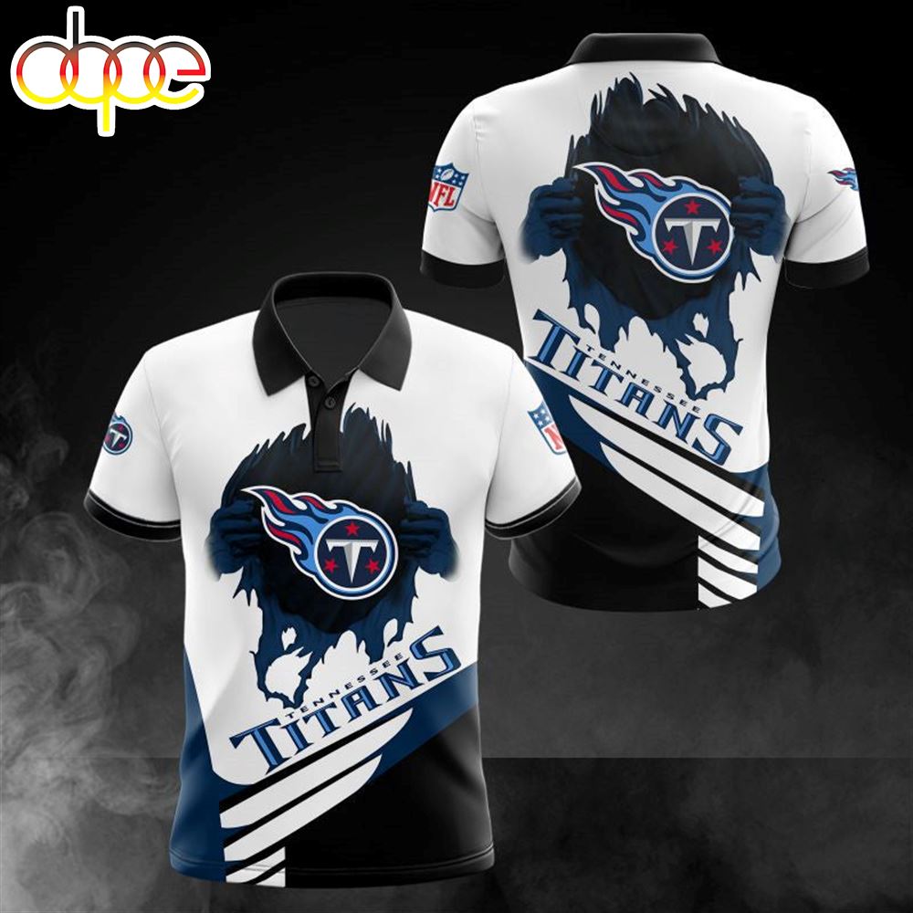 NFL Tennessee Titans White Navy Blue Polo Shirt V2