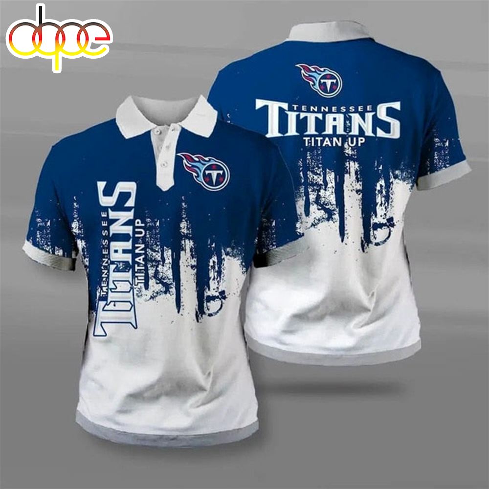 NFL Tennessee Titans White Navy Blue Polo Shirt V3
