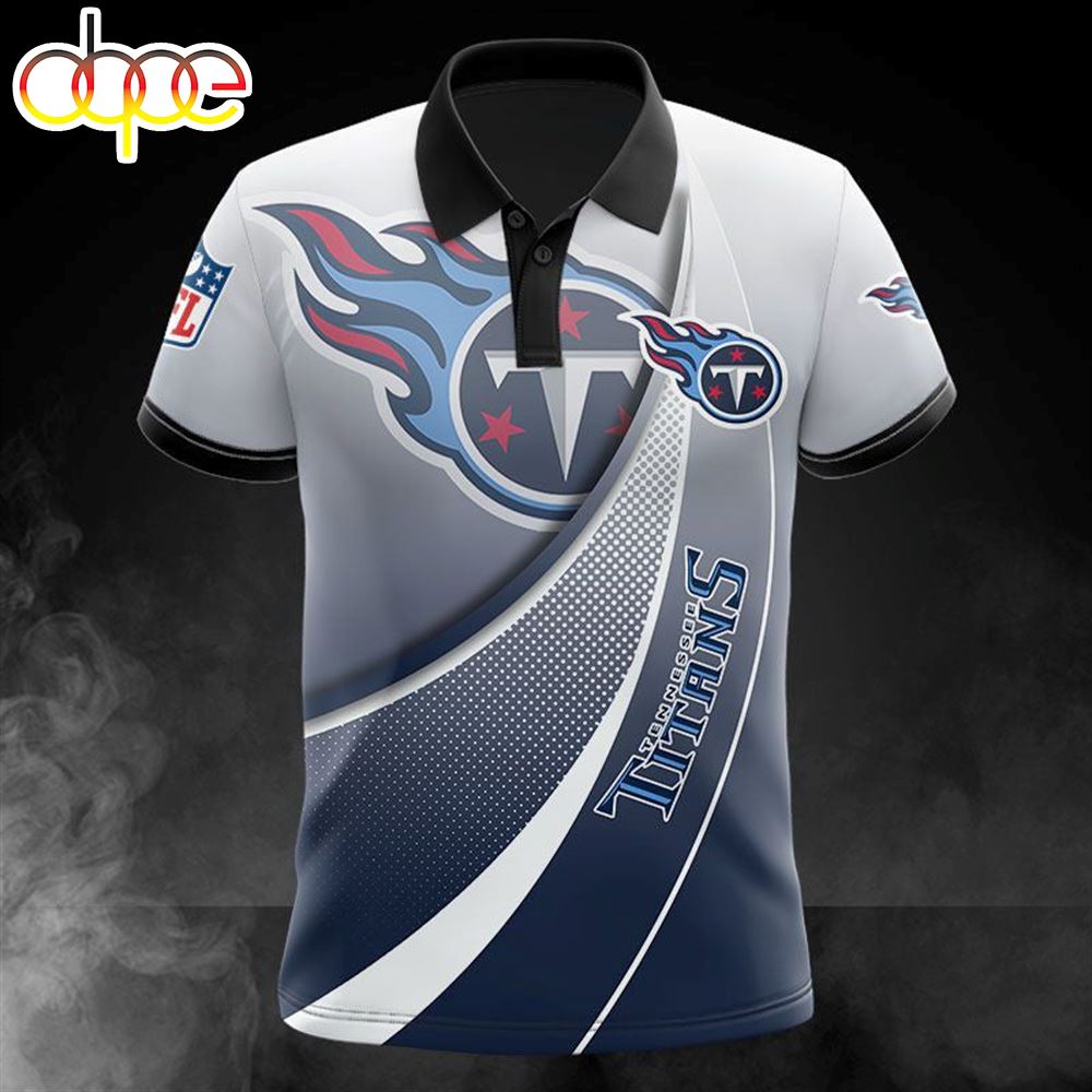 NFL Tennessee Titans White Navy Blue Polo Shirt