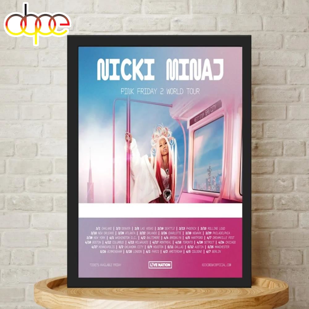 Nicki Minaj Pink Friday 2 World Tour Poster Canvas