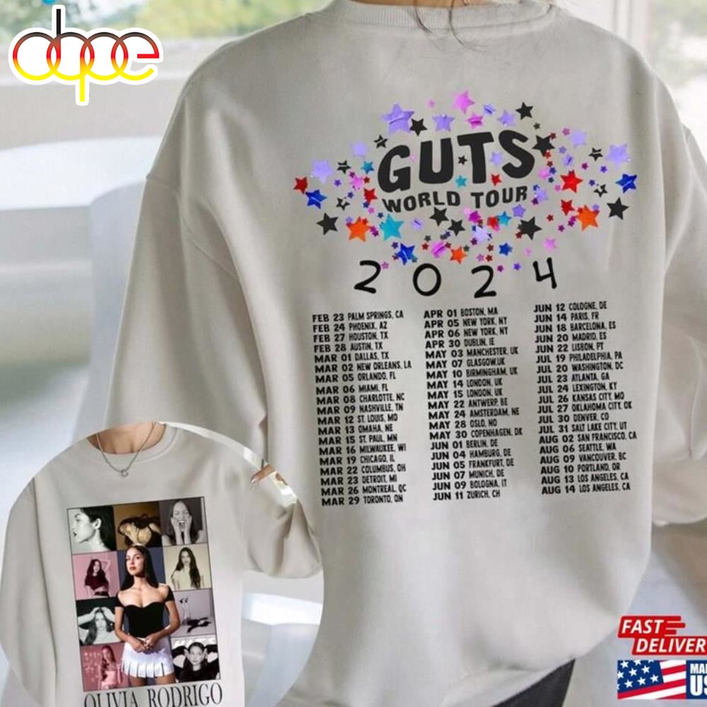 Olivia Guts Tour 2024 Shirt Rodrigo Track List Aesthetic Merch T Shirt