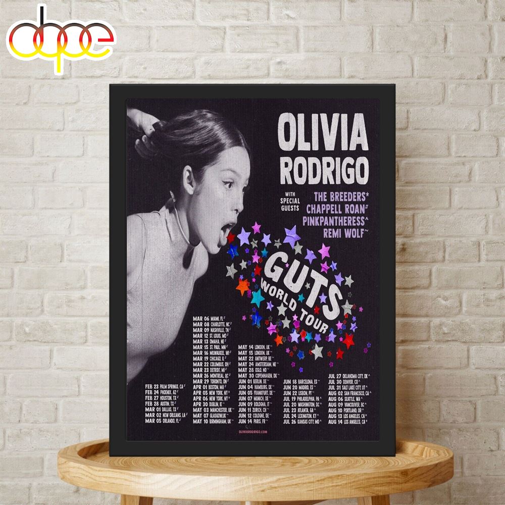 Olivia Rodrigo Guts Tour With The Breeders 2024 Poster Canvas