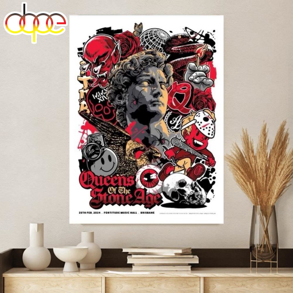 Queens Of The Stone Age Brisbane At Fortitude Music Hall On February 25th 2024 Poster Canvas