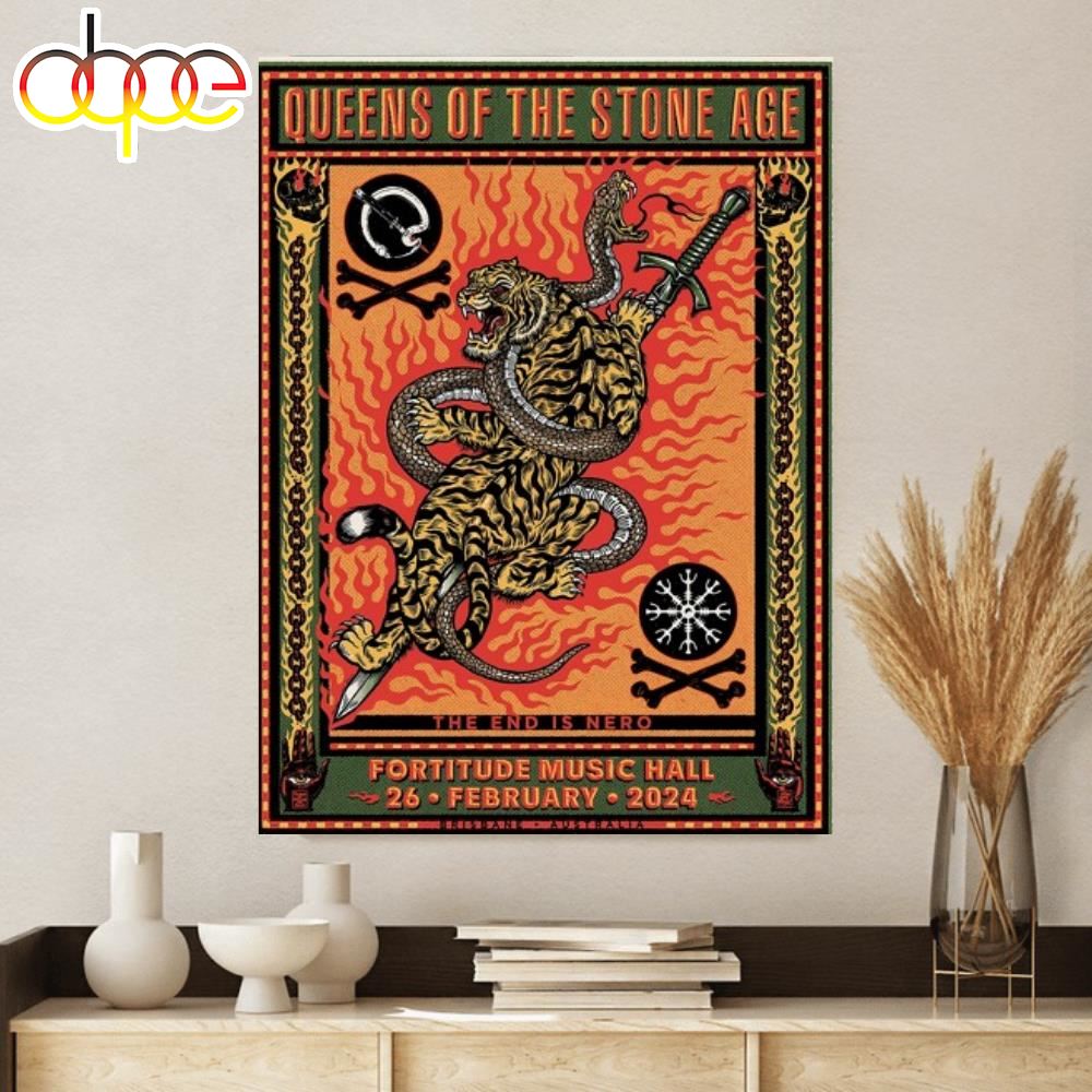 Queens Of The Stone Age Feb 26th 2024 Fortitude Music Hall Brisbane Night 2 Poster Canvas