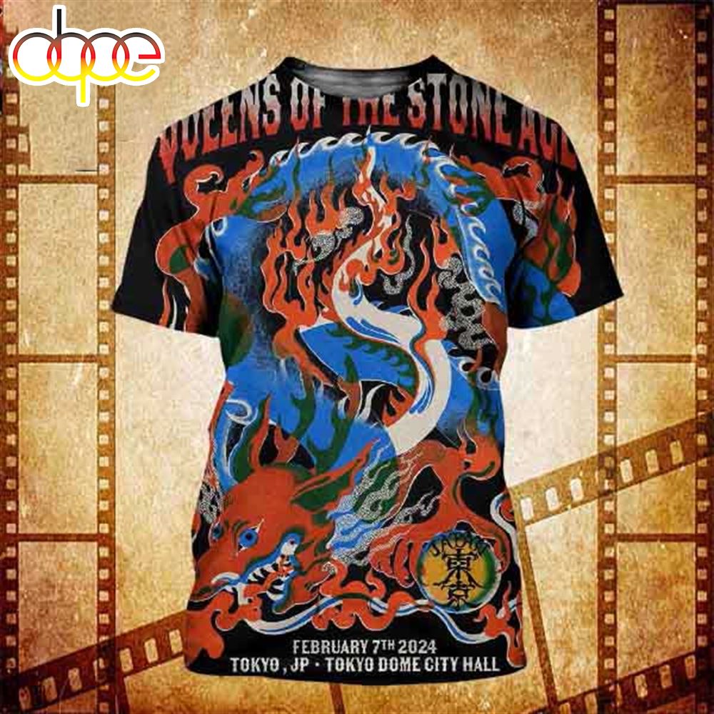 Queens Of The Stone Age Tour Feb 07 2024 Tokyo Japan Tokyo 3d Shirt