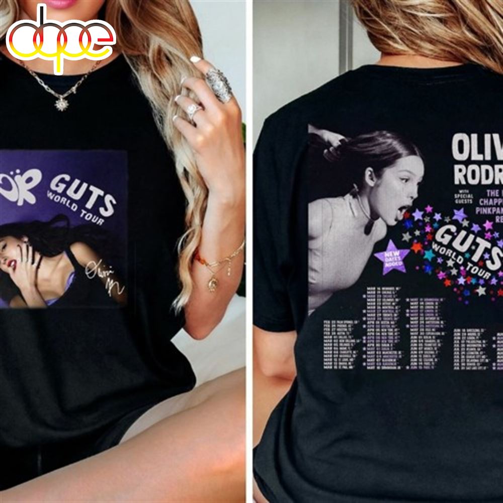 Stream Olivia Rodrigo Guts Full Date Tour 2024 Black T Shirt