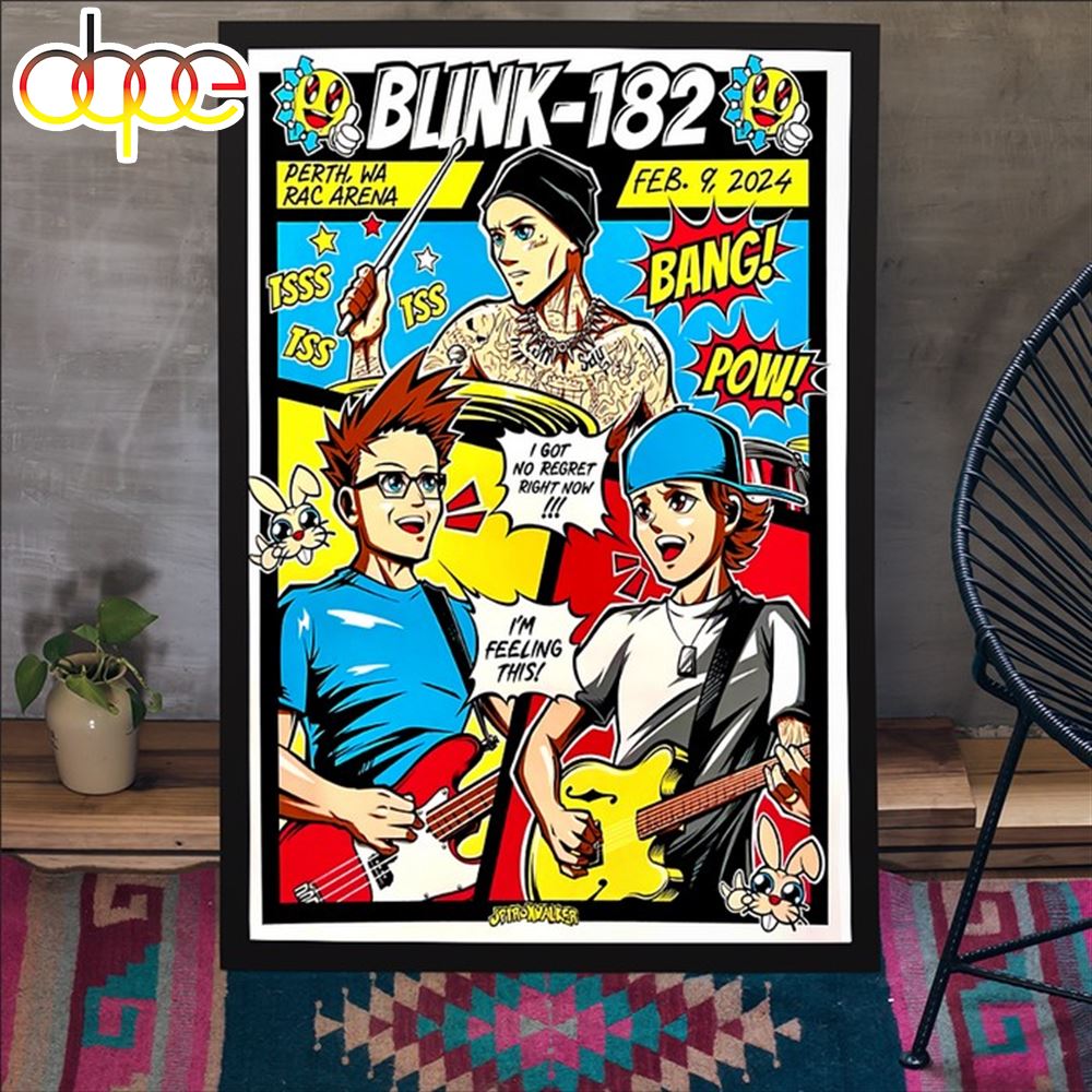 Blink182 Sydney Australia Tour Feb 16 23, 2024 Poster Canvas