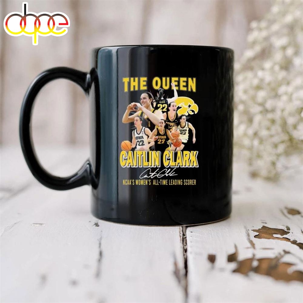 Caitlin Clark Iowa Hawkeyes The Queen Ncaas Womens All Time Leading Scorer Signature Mug