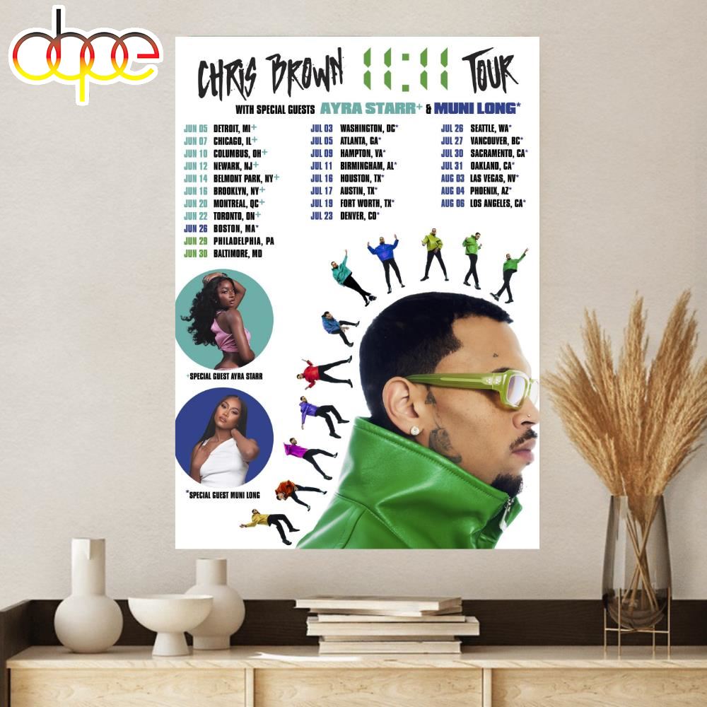 Chris Brown 11 11 Tour With Special Guests Ayra Starr Muni Long Public Canvas Poster