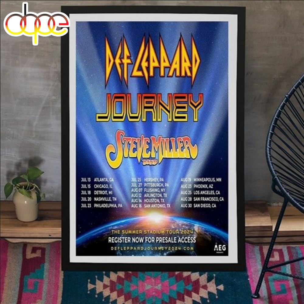 Def Leppard Journey The Summer Stadium Tour 2024 Poster Canvas