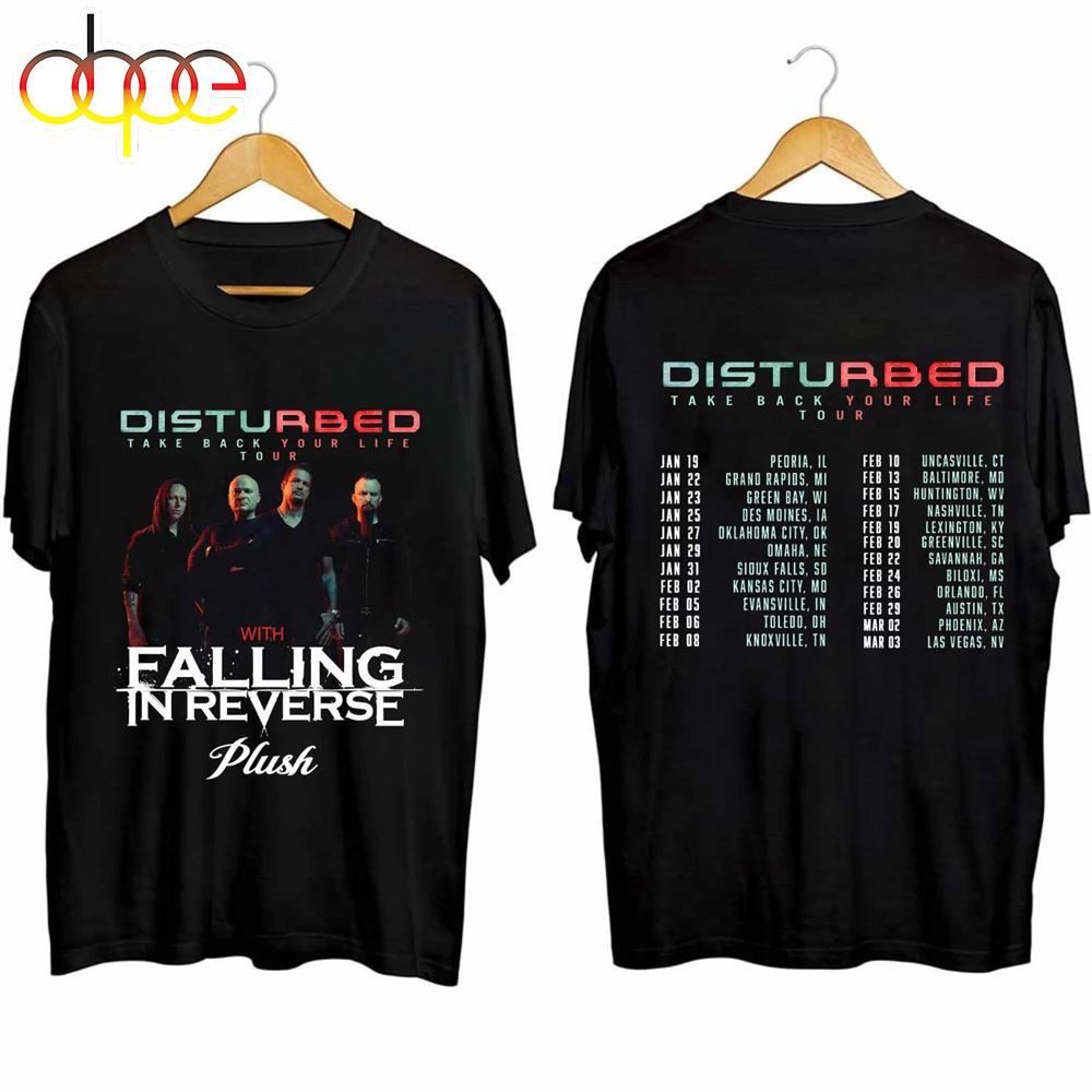 Disturbed 2024 Tour T Shirt Black Double Sides