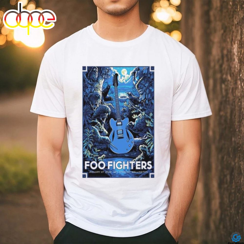 Guitar Foo Fighters January 27 2024 Sky Stadium Wellington Nz Poster Shirt