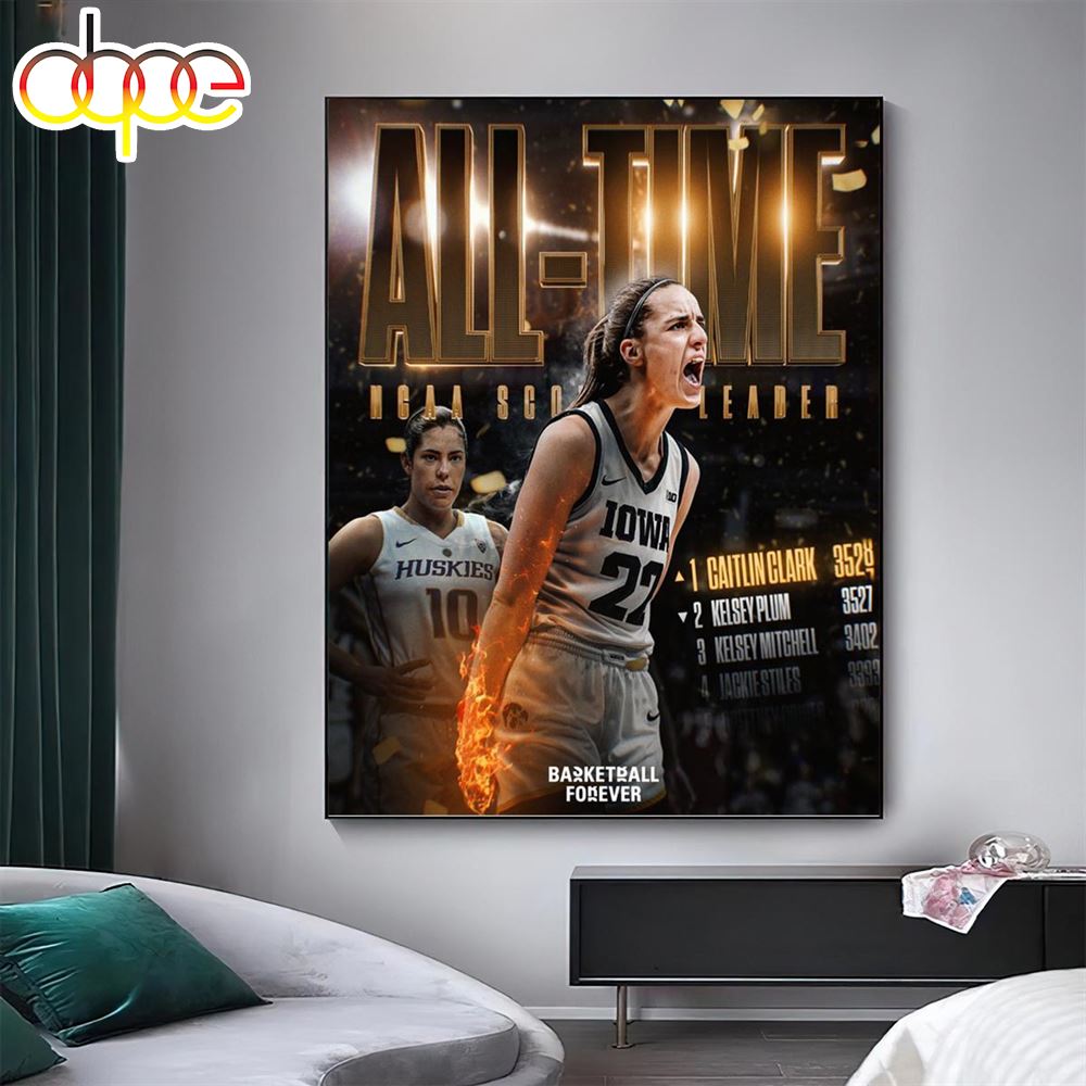 Iowa Hawkeyes Caitlin Clark Is The All Time Leading Scorer In Ncaa Women History Canvas Poster