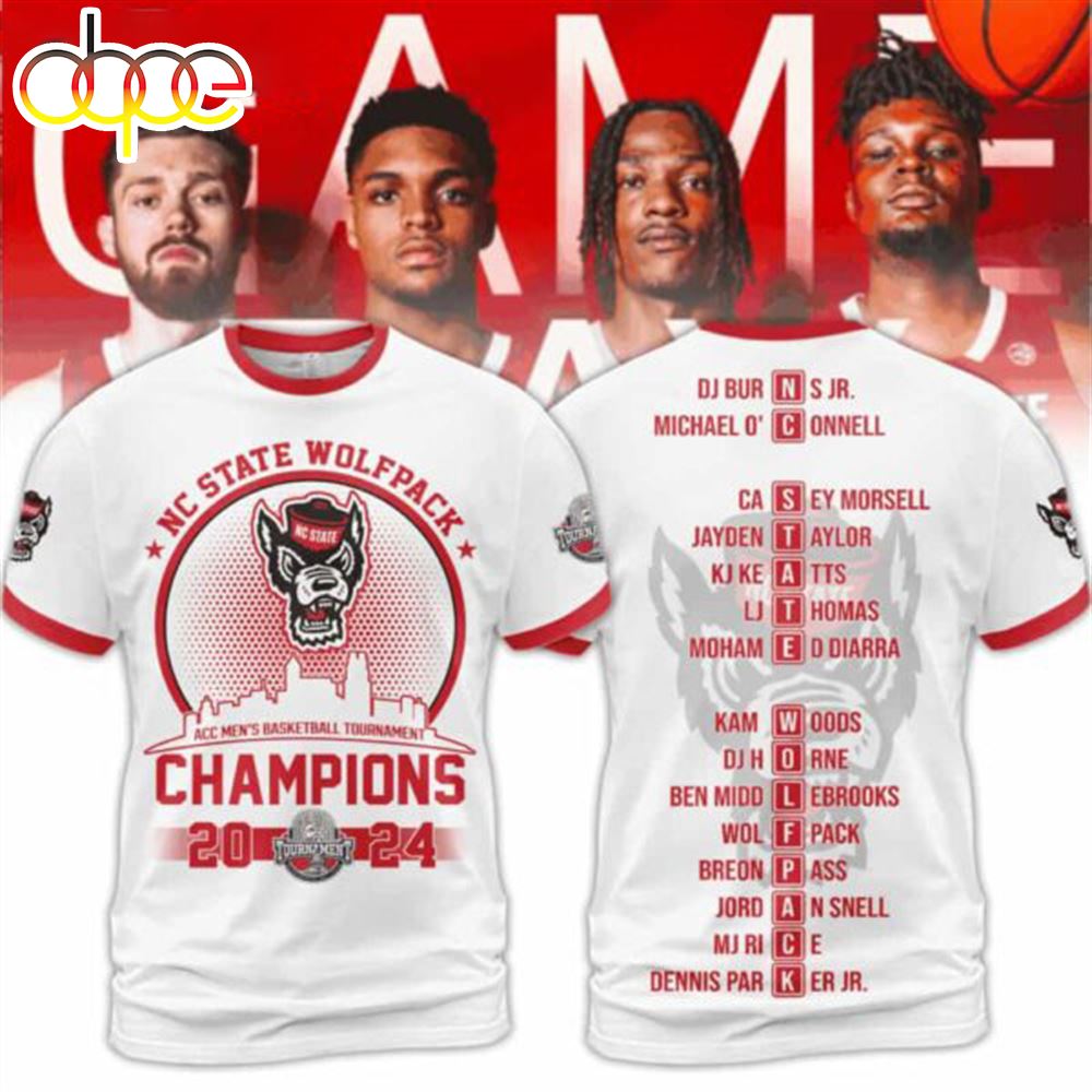 Nc State 2024 Acc Men's Basketball Champs 3d Shirt
