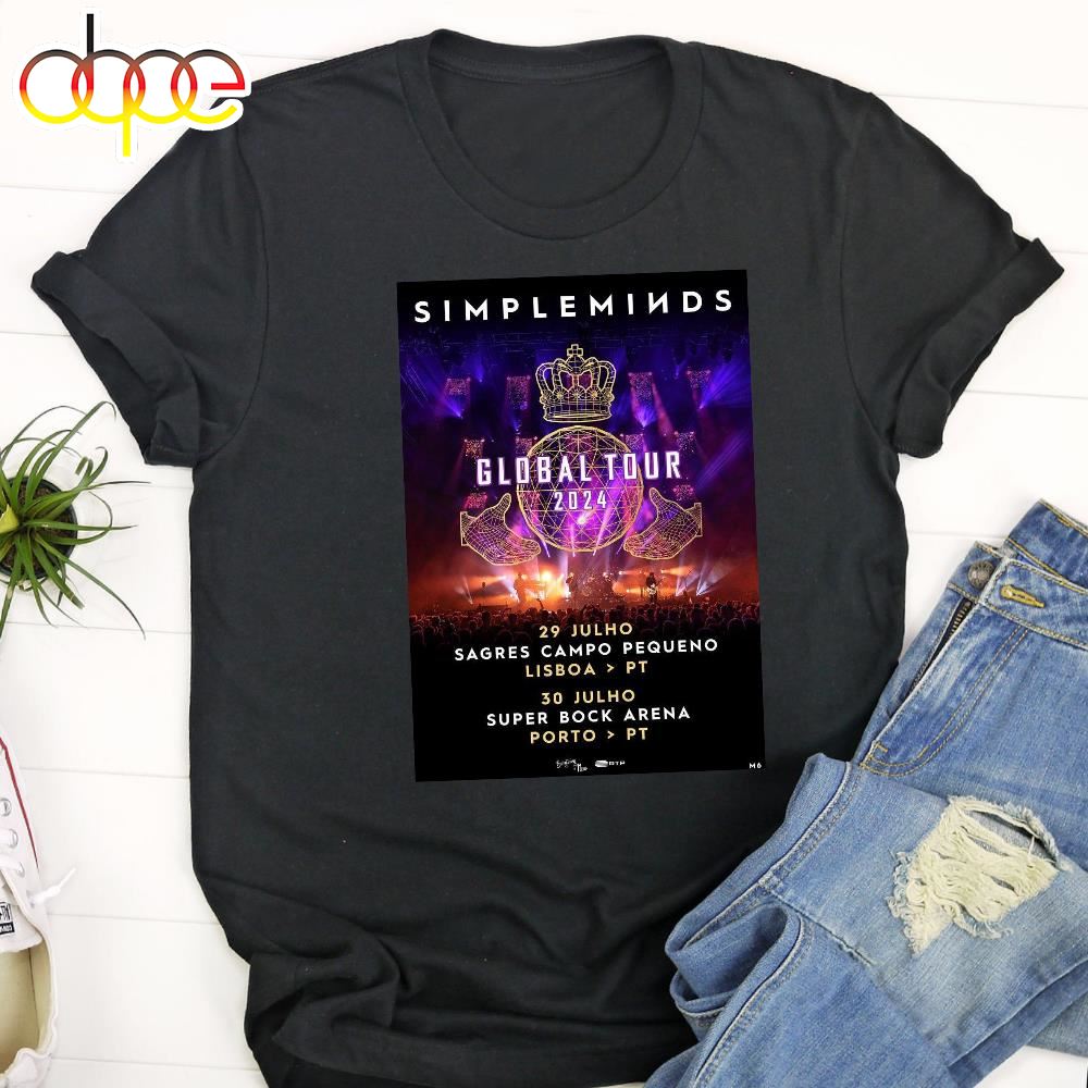Official SIMPLE MINDS Concert In Lisbon 2024 Black T Shirt