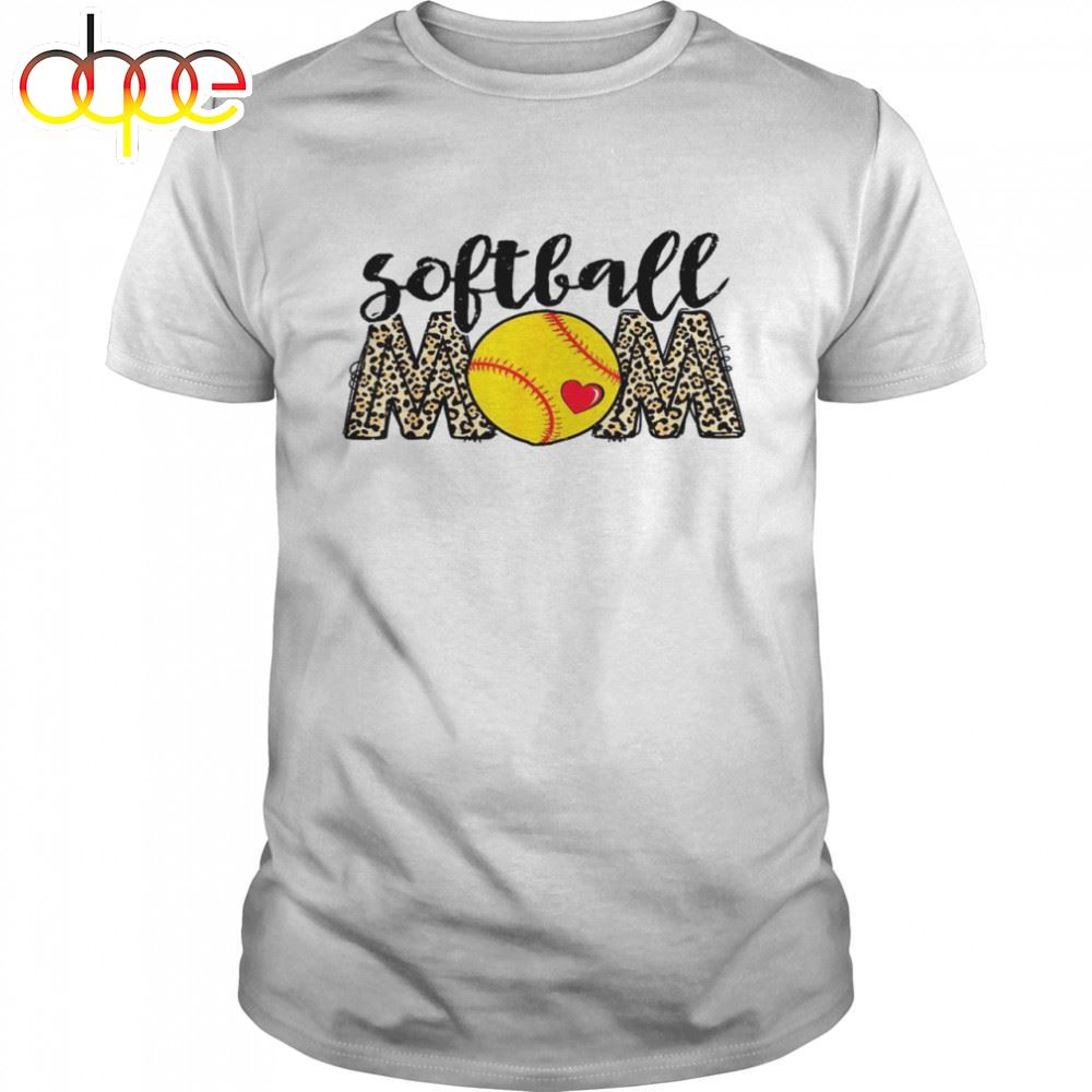 Softball Mom Leopard Baseball Sportss Mother's Day Shirt