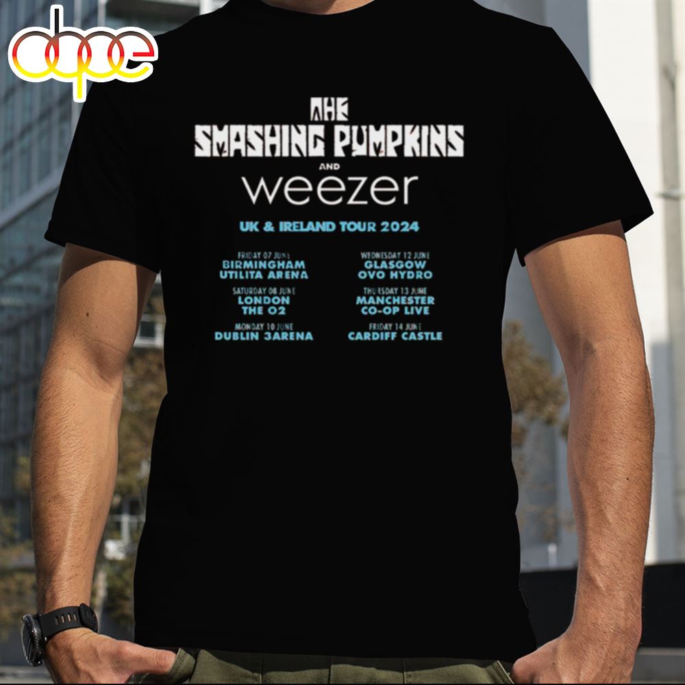 The Smashing Pumpkins And Weezer Uk And Ireland Tour 2024 Schedule List T Shirt