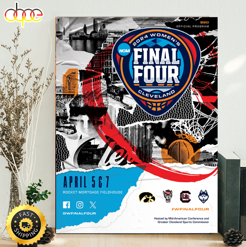 2024 NCAA Womens Basketball Tournament March Madness Final Four Official Program Poster Canvas