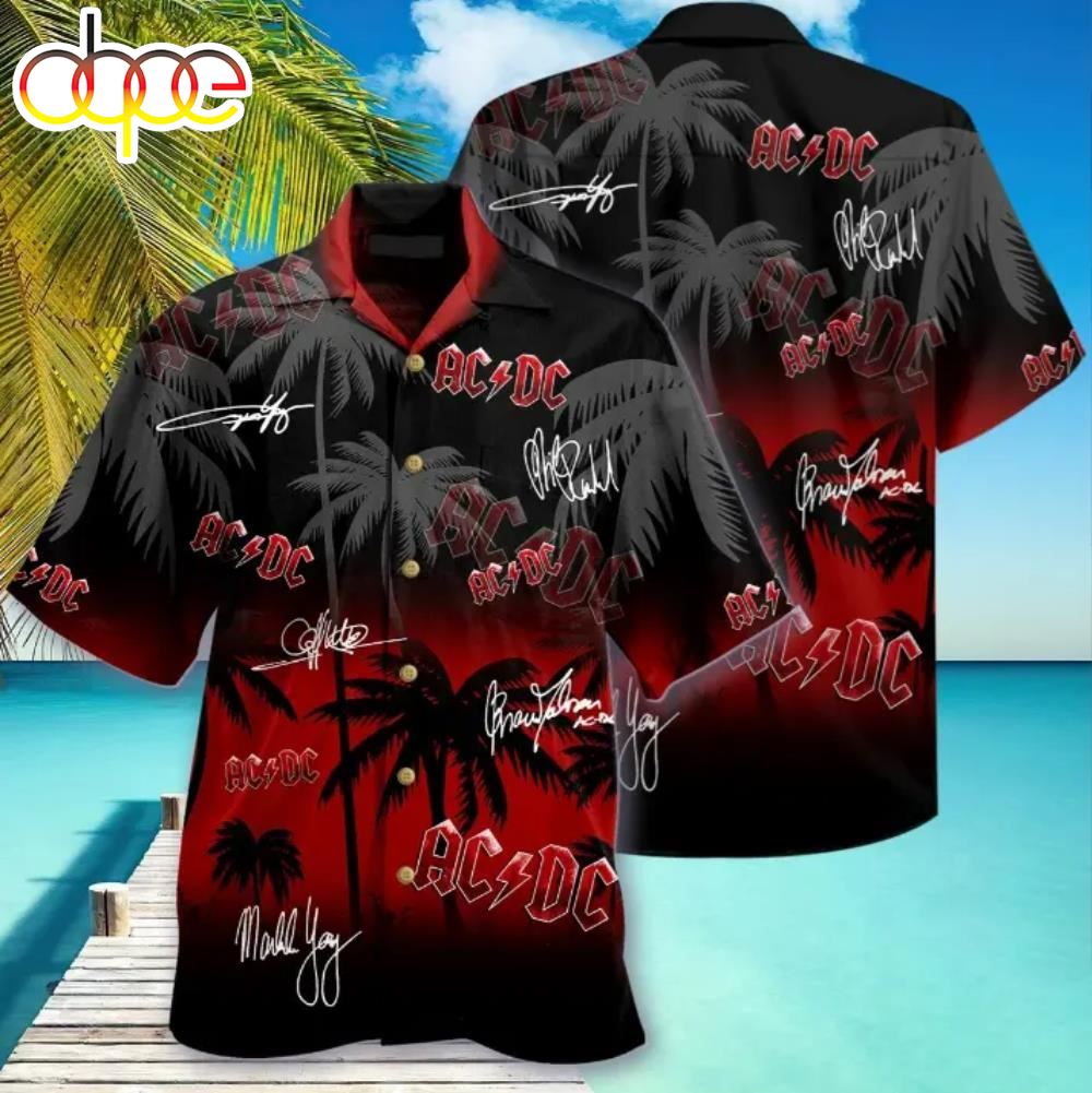 AC DC Band Signatures Hawaiian Shirts