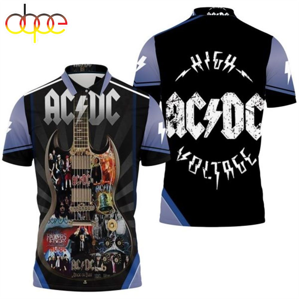 ACDC All Album Cover Guitar Polo Shirt