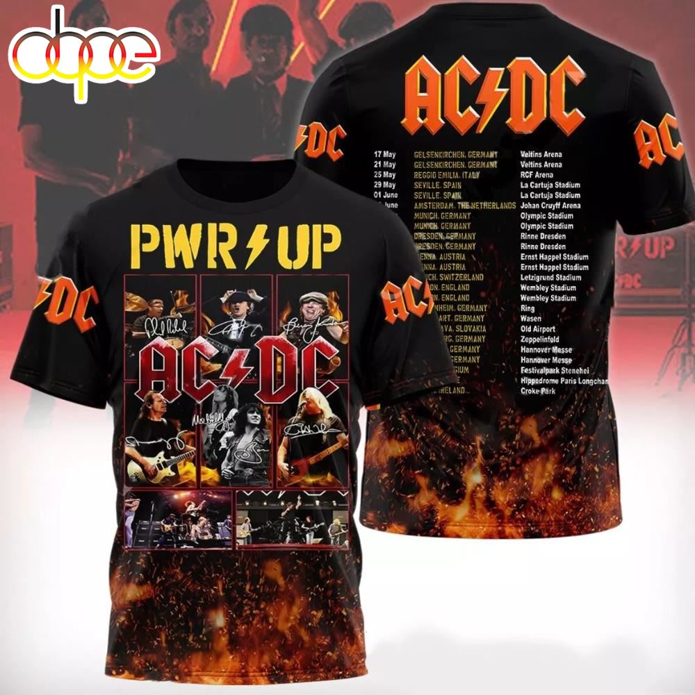 ACDC Pwr Up World Tour 2024 3D T Shirt