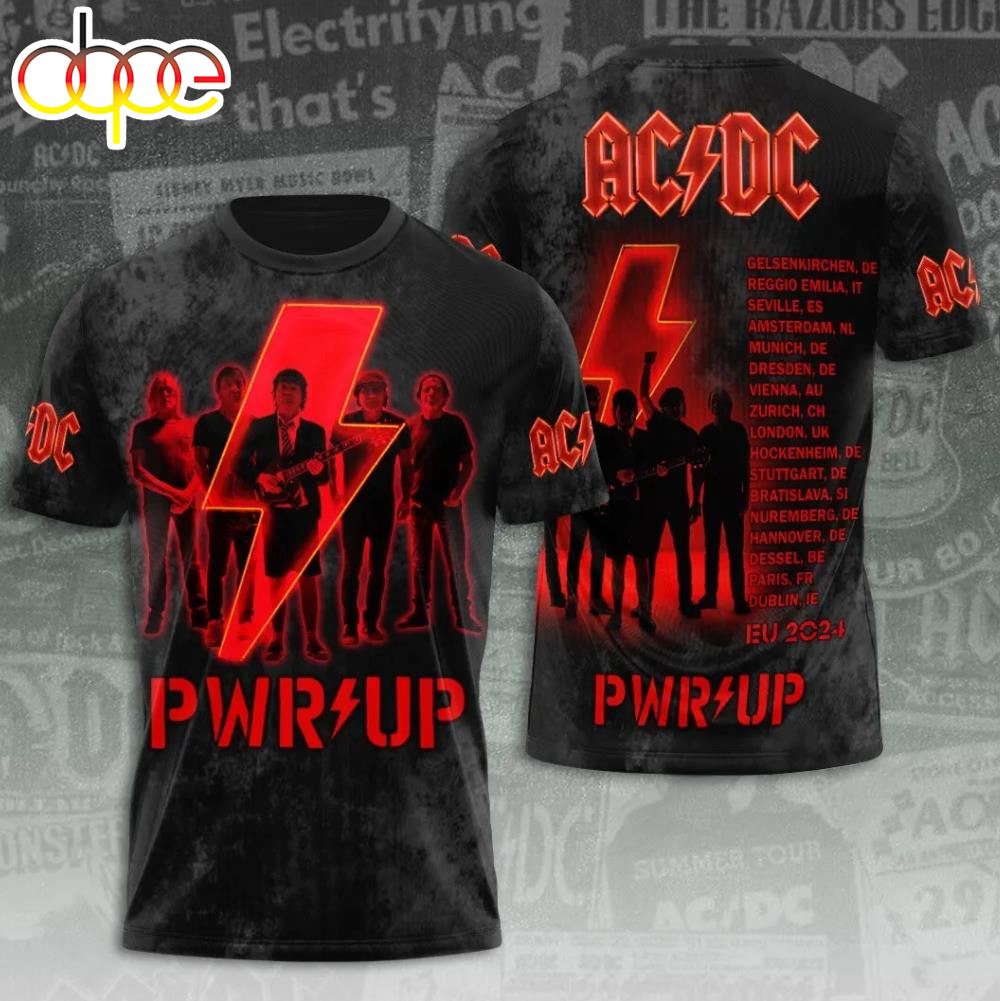 ACDC Pwr Up World Tour 2024 Shirts Metal Rock Band T Shirt 3D