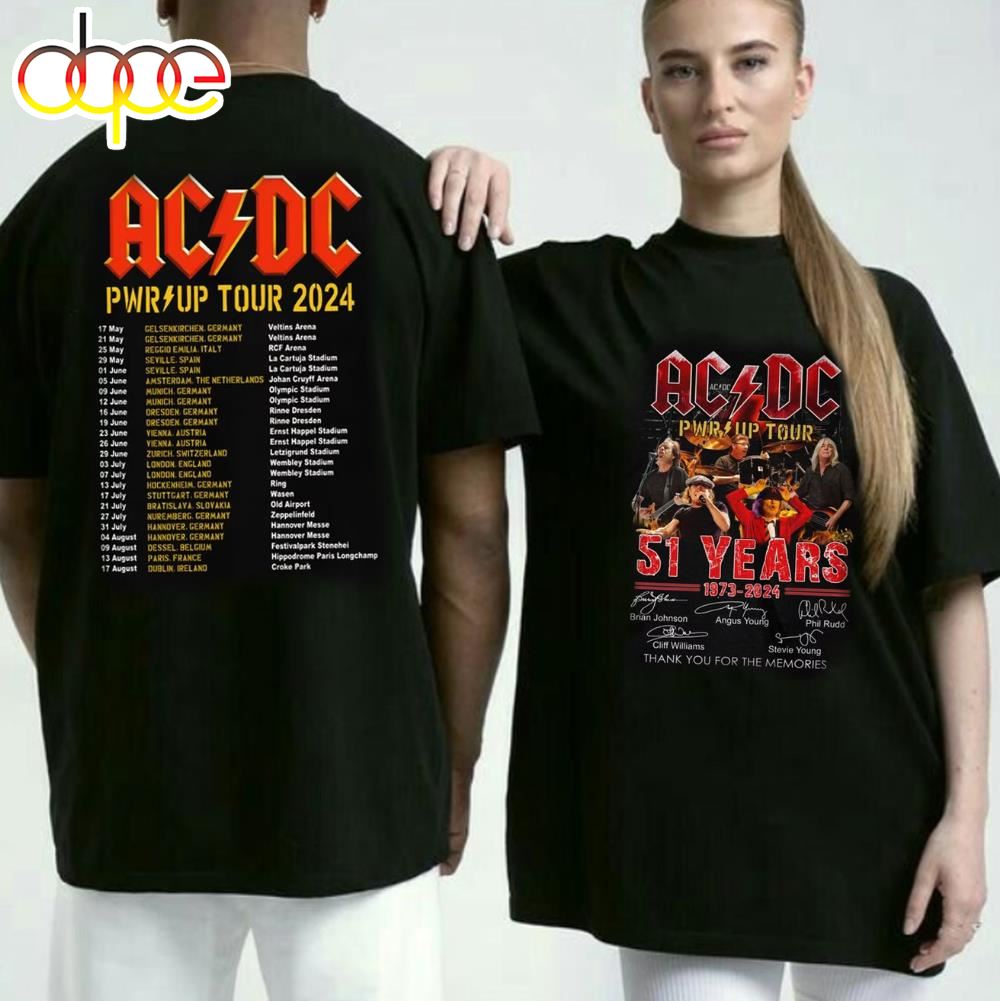 ACDC Rock Tour 2024 Pwr Up World Tour T Shirt