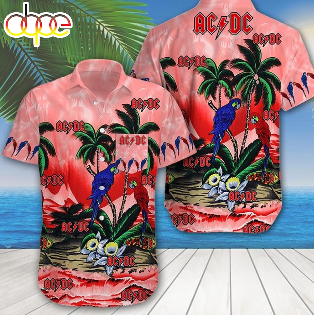 ACDC Tropical Parrot Summer Beach Hawaiian Shirt